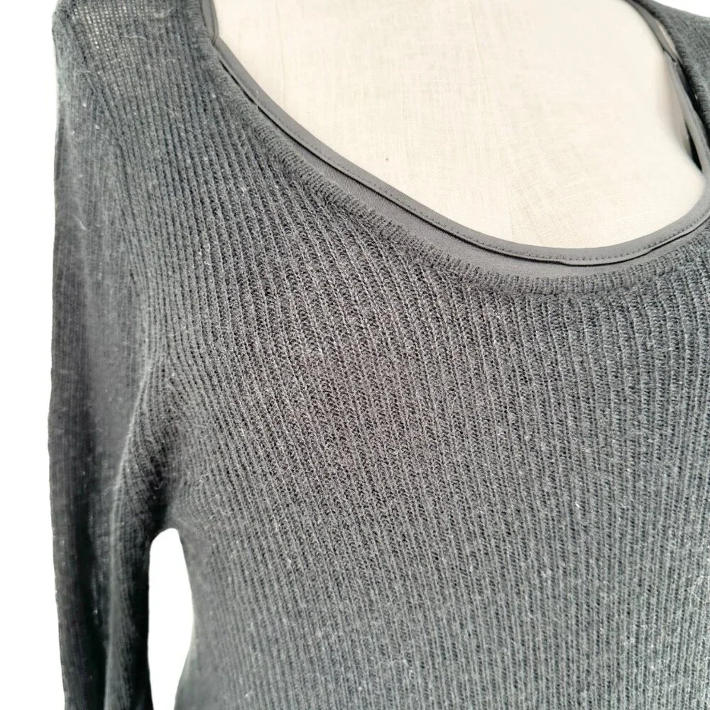 Venus Black Ribbed Knit Long Sleeve Sweater Dress 2X Flared Hem Lightweight NWT - Picture 2 of 16